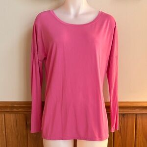 Skechers S pink Scoop Neck Long-Sleeve Top, side slits, Modal/poly, soft